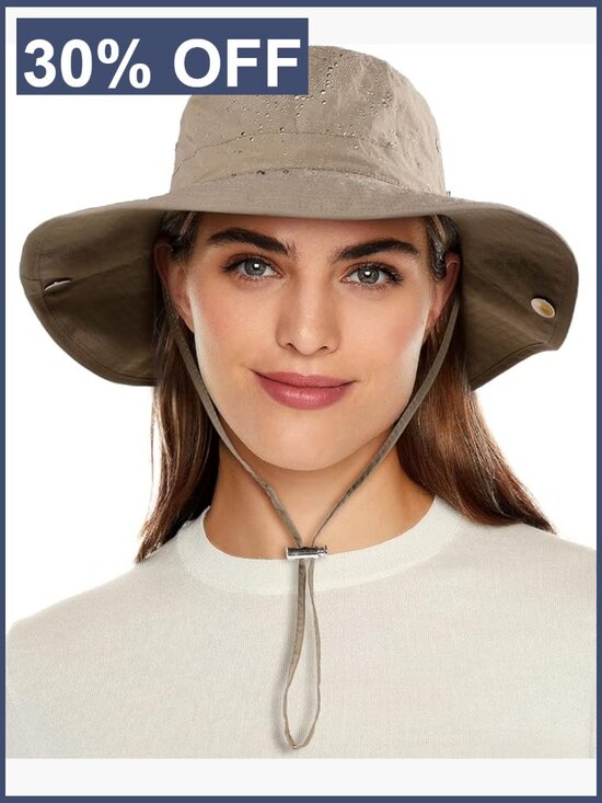 Waterproof Bucket Sun Hat UPF50+ Adjustable Strap Breathable Lightweight main image 4